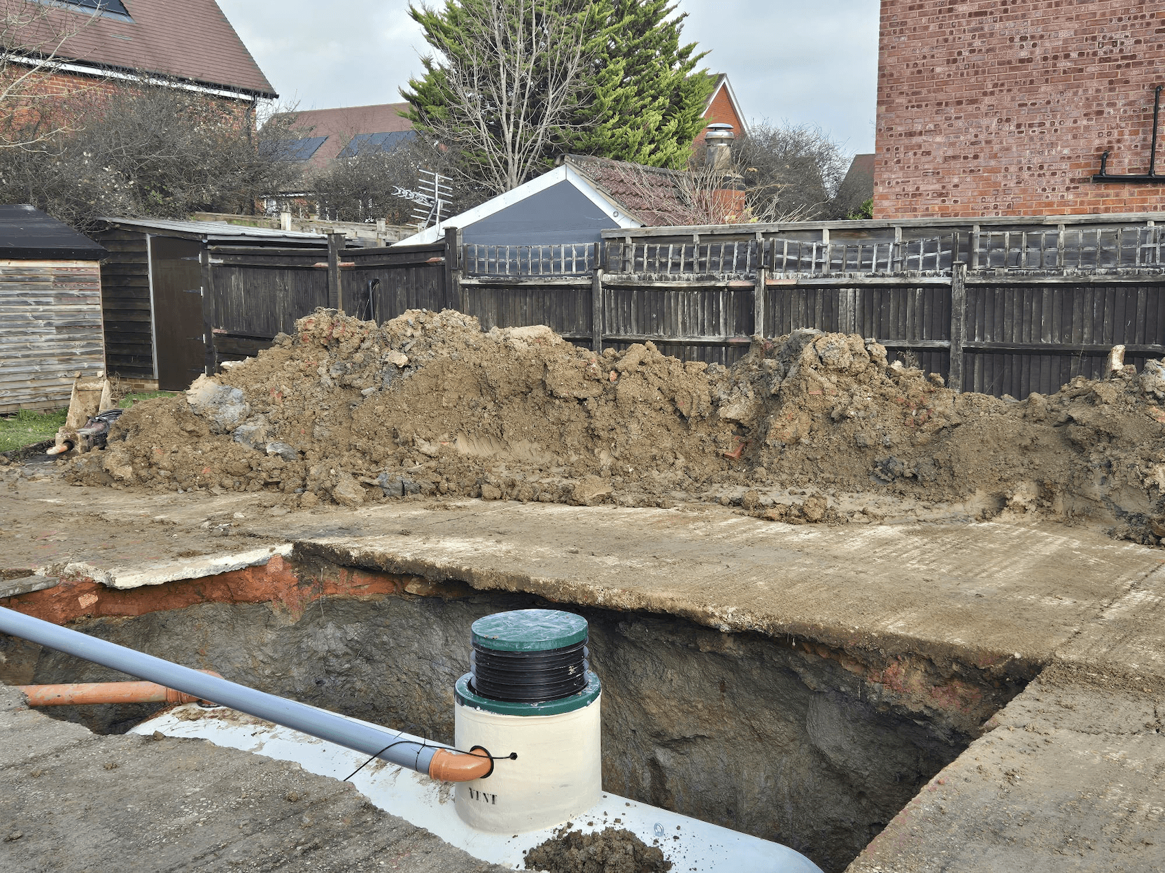 Installation process of a Septic Tank at a residential property